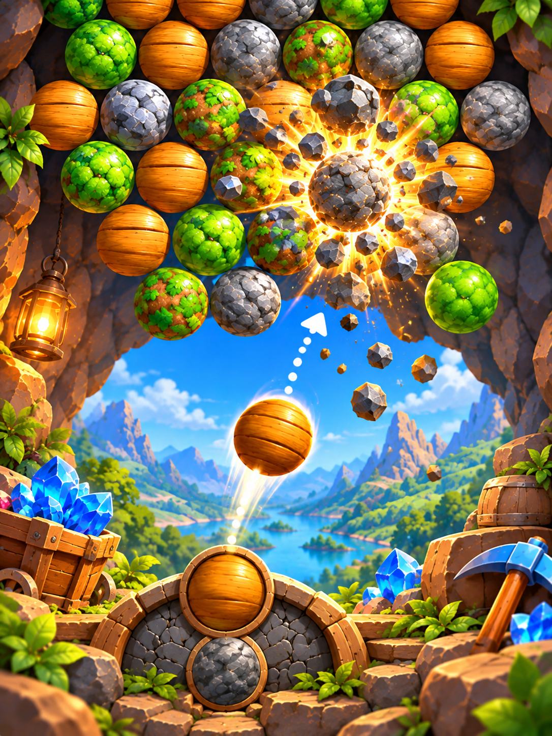 A colorful bubble-popping puzzle game
